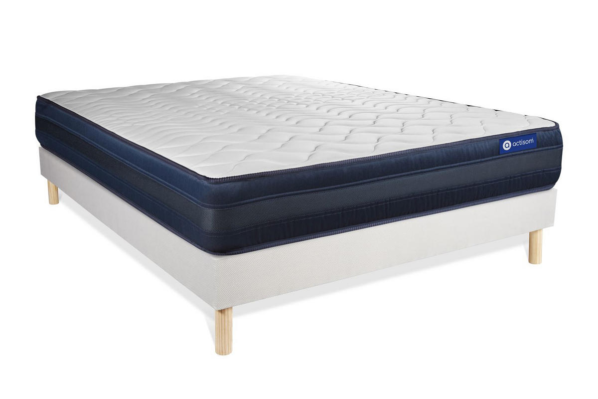 BETT Actimemo tech Memory-Schaum 160 x 190 cm h4 - Kit Bettgestell Weiß - Beige/Weiß, Holz (160/190cm) - ACTISOM