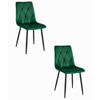 ESSZIMMERSTUHL 2-er Set TYRA dunkelgrüner Sitz, schwarze Beine - Dunkelgrün/Schwarz, Textil (44.5/87/54.5cm) - Valora