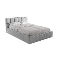 POLSTERBETT mit Bettkasten und Lattenrost 160x228 Grau - Hellgrau/Schwarz, Kunststoff/Textil (140/200cm) - LaMiaSofa