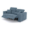 SOFA QUARTZ 3-Sitzer mit 2 Relaxfunktionen, blau - Blau/Silberfarben, Holzwerkstoff/Textil (204/80/102cm) - Courtois Laville