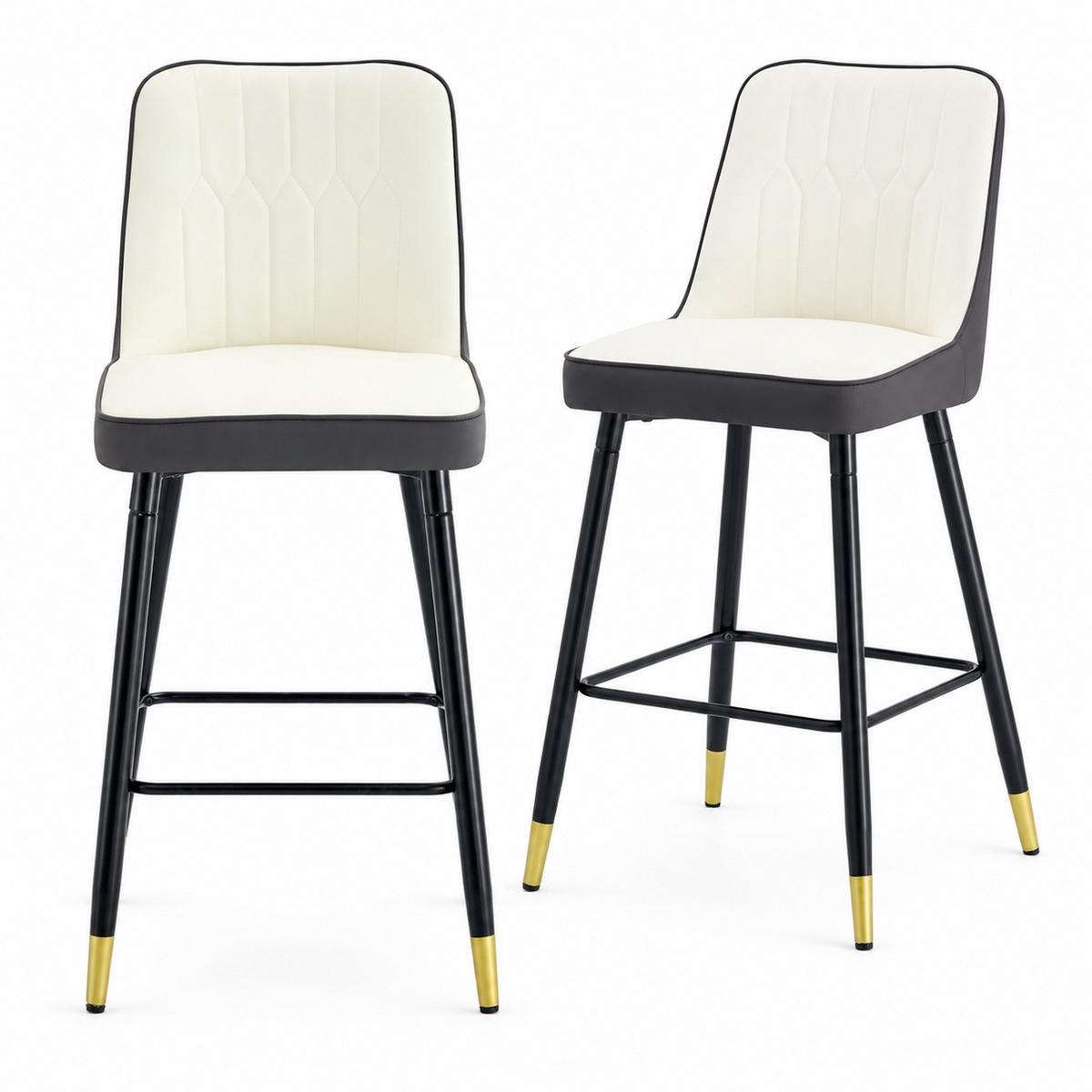 BARHOCKER 2er-Set 100 cm Weiß/Dunkelgrau mit Rückenlehne und Fußraste - Dunkelgrau, Metall (45/100/42cm) - MIVRAY