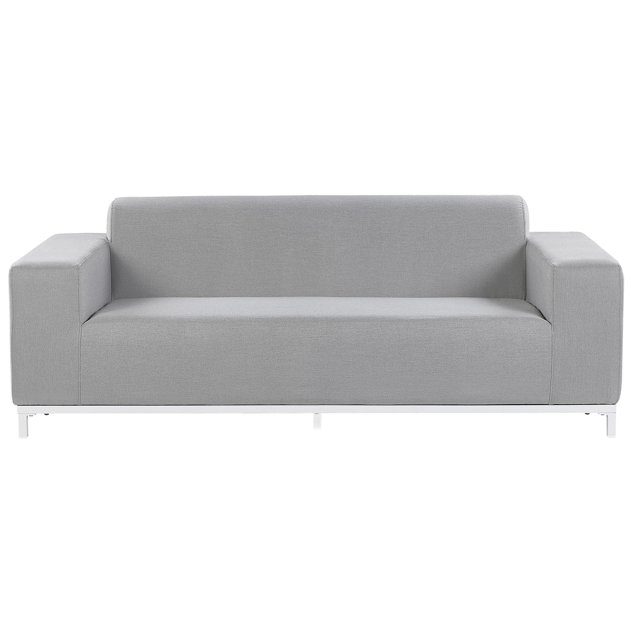 GARTENSOFA 3-Sitzer Polsterbezug hellgrau/weißes Gestell Rovigo - Weiß/Grau, Textil (185/67/84cm) - Beliani