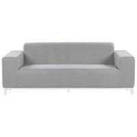 GARTENSOFA 3-Sitzer Polsterbezug hellgrau/weißes Gestell Rovigo - Weiß/Grau, Textil (185/67/84cm) - Beliani