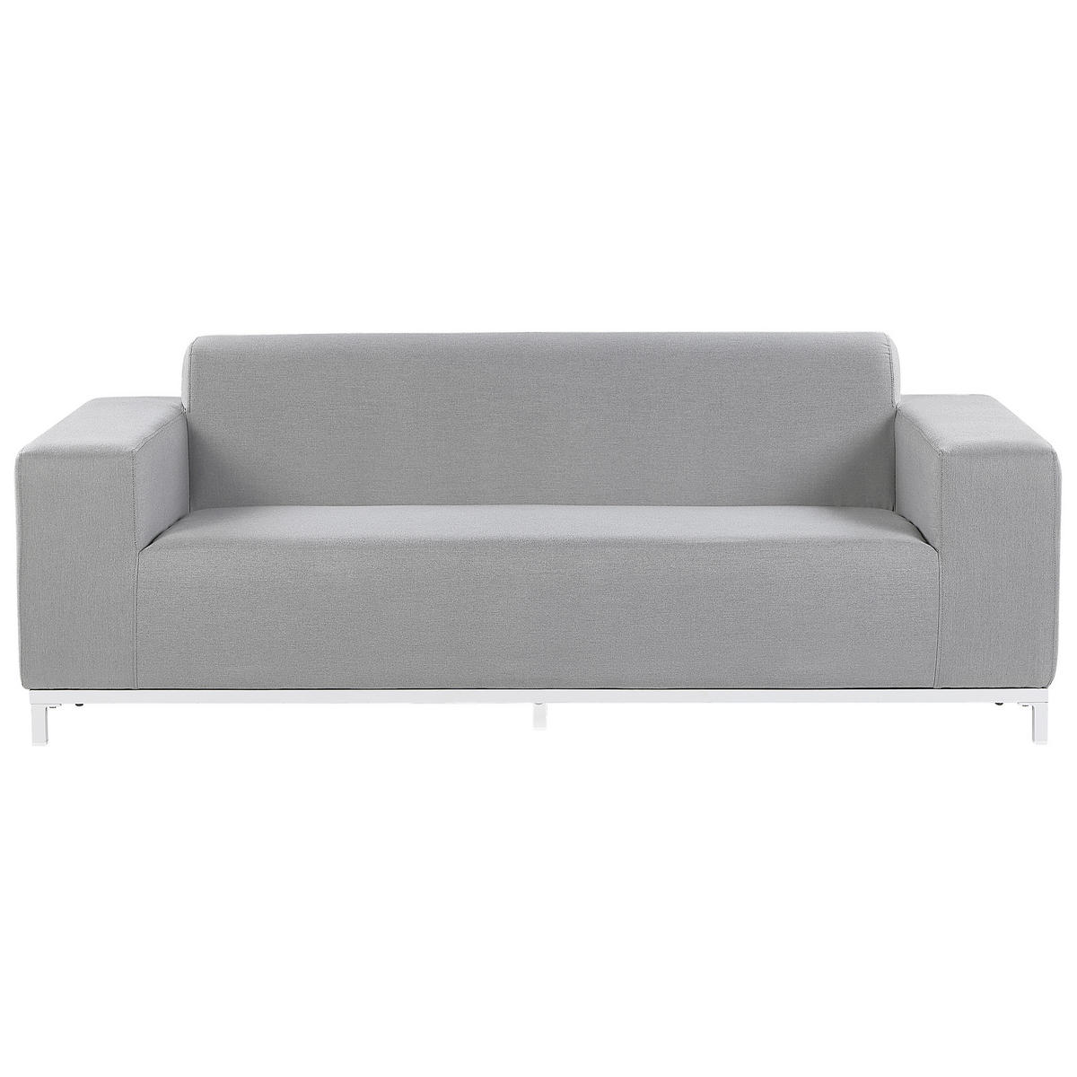 GARTENSOFA 3-Sitzer Polsterbezug hellgrau/weißes Gestell Rovigo - Weiß/Grau, Textil (185/67/84cm) - Beliani