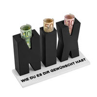 GELDGESCHENK NIX 3D Buchstaben Holz mit Löchern Geburtstag Geschenkidee - Schwarz, Metall (8/13.9/5cm)