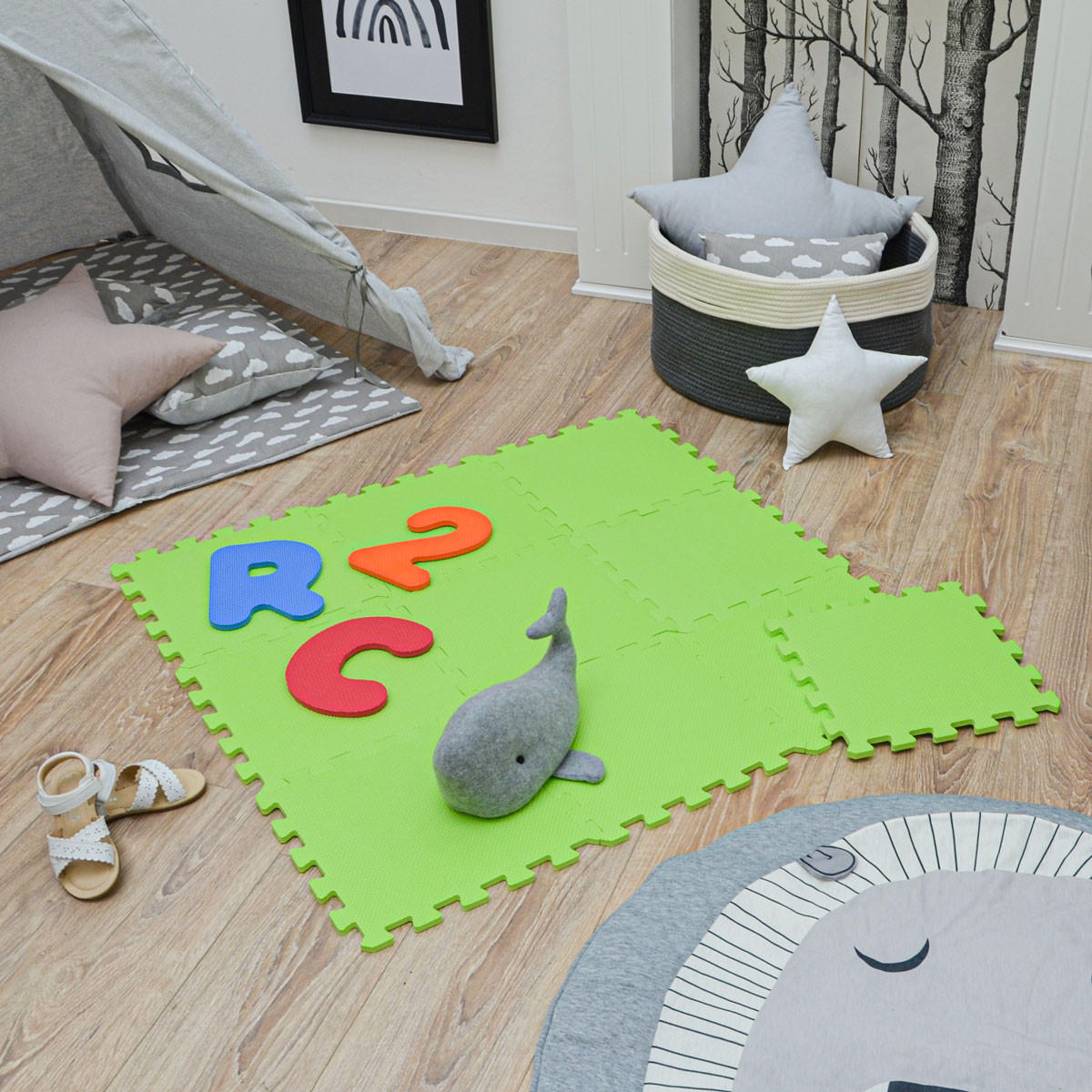 SPIELMATTE ab Null - 90 cm Baby Puzzlematte Grün - Grün, Kunststoff (30/30cm) - Littletom