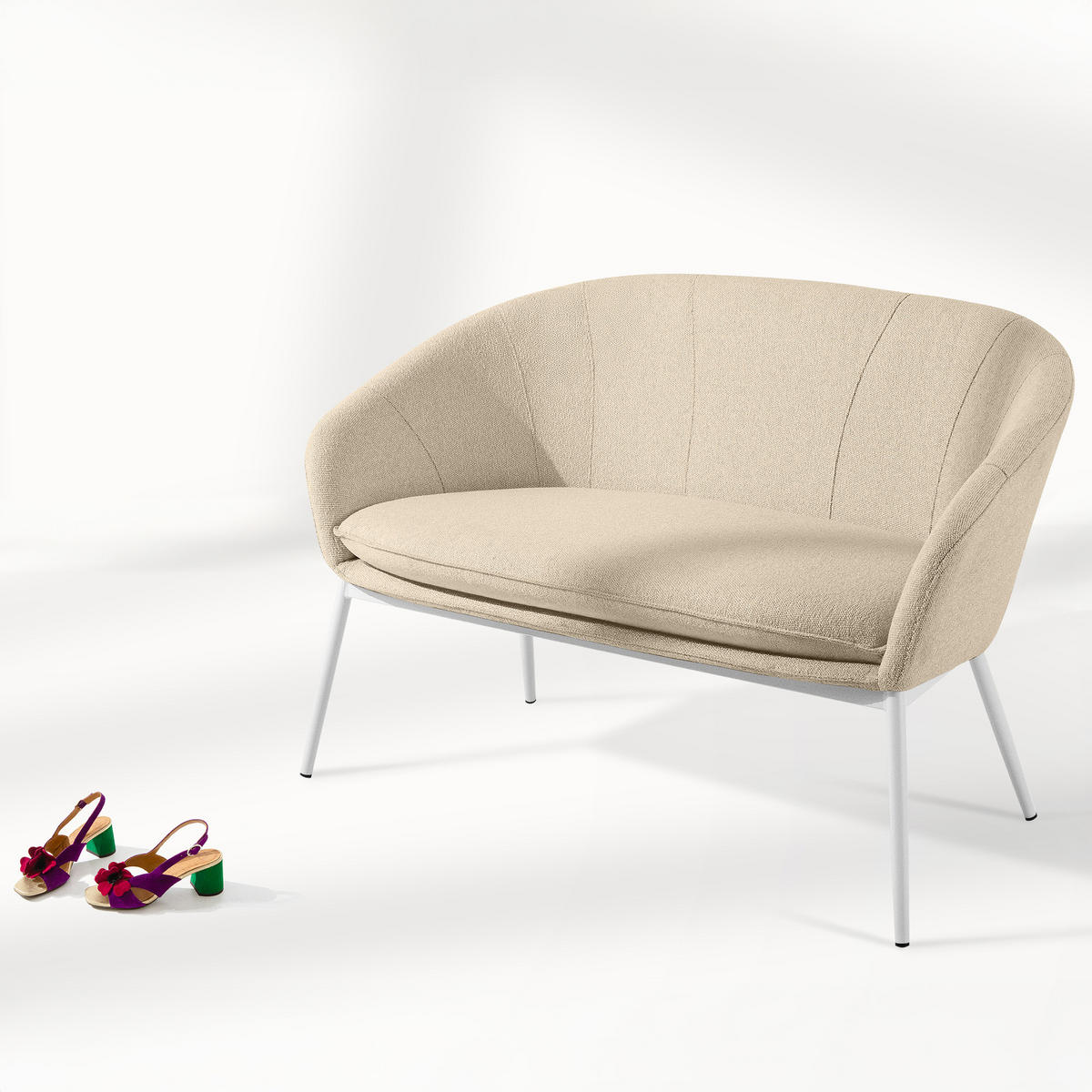 GARTENMÖBELSET SOLIS Gartenlounge-Set, creme/weiß - Creme, Textil/Metall - KONSIMO®