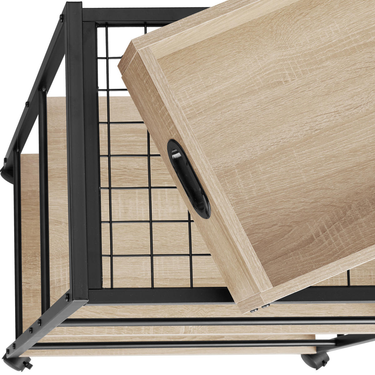 SERVIERWAGEN Worcester ,65 x 41,5 x 87 cm,Industrial Holz hell, Eiche Sonoma - Naturfarben, Holzwerkstoff (41.5/87/65cm) - tectake