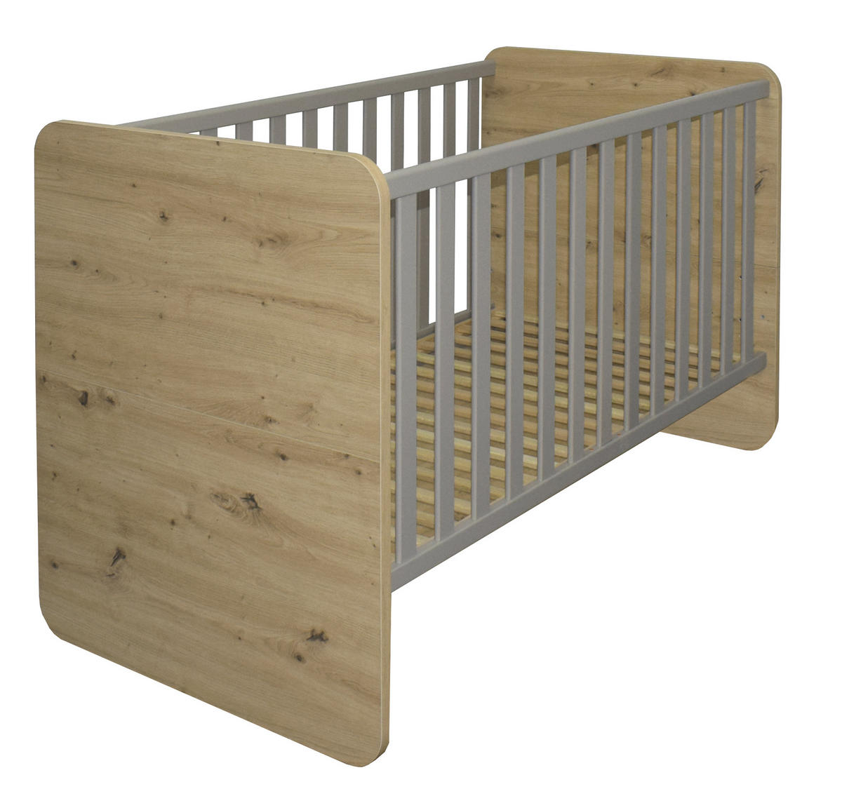 BABYZIMMER Lilly in Asteiche und Kreidegrau matt Lack 4 teilig - Grau, Holzwerkstoff (120/200/80cm)