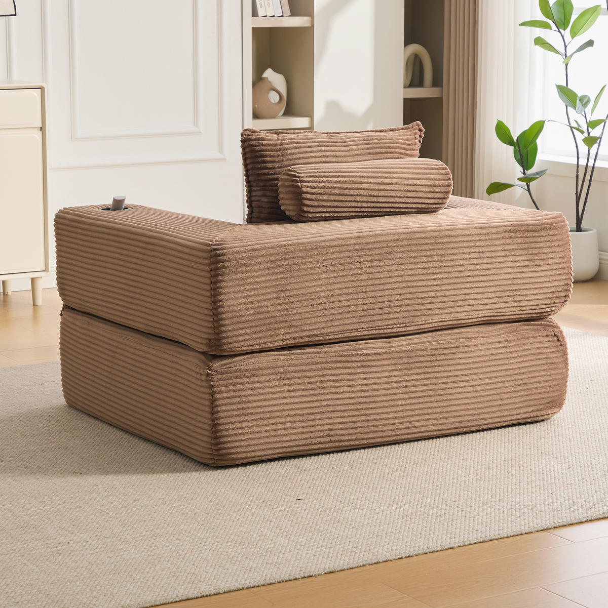 SOFA mit Schlaffunktion 122 x 98 x 80 cm Cord Braun - Dunkelbraun, Kunststoff (98/80/122cm) - Meubliv