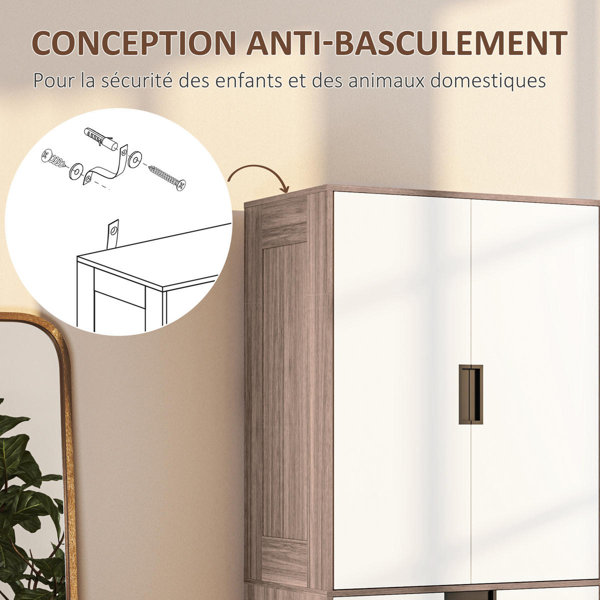 KLEIDERSCHRANK DE-17182 3 Schubladen & Kleiderstange Braun - Braun, Holzwerkstoff (50/180/80cm) - ComfortXL