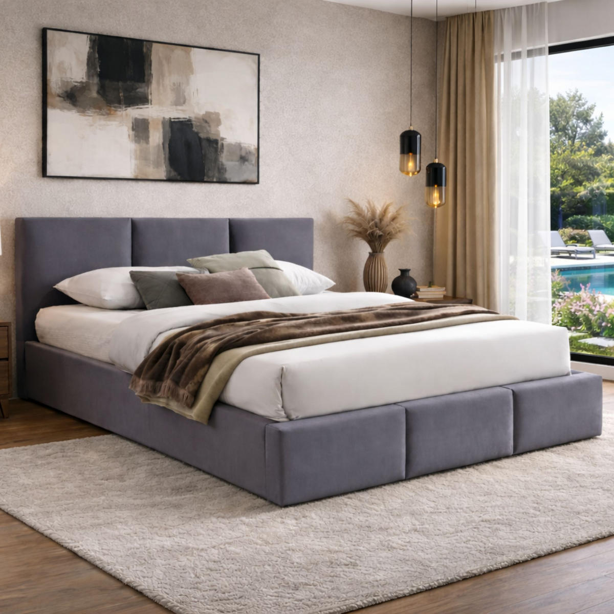 POLSTERBETT 140x200 cm in Grau - Grau, Metall (140/200cm) - Home Collective