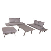 GARTENLOUNGESET Cesar 4-teilig Gartenmöbel - Hellgrau, Metall - DELUKE