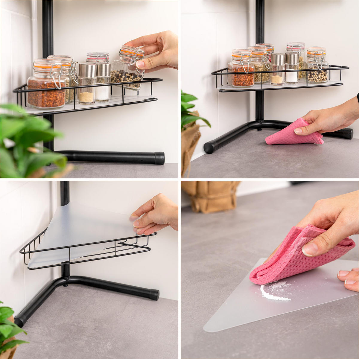 KÜCHEN-ECKREGAL, schwarz - Schwarz, Metall (26.5/51/26.5cm) - bremermann