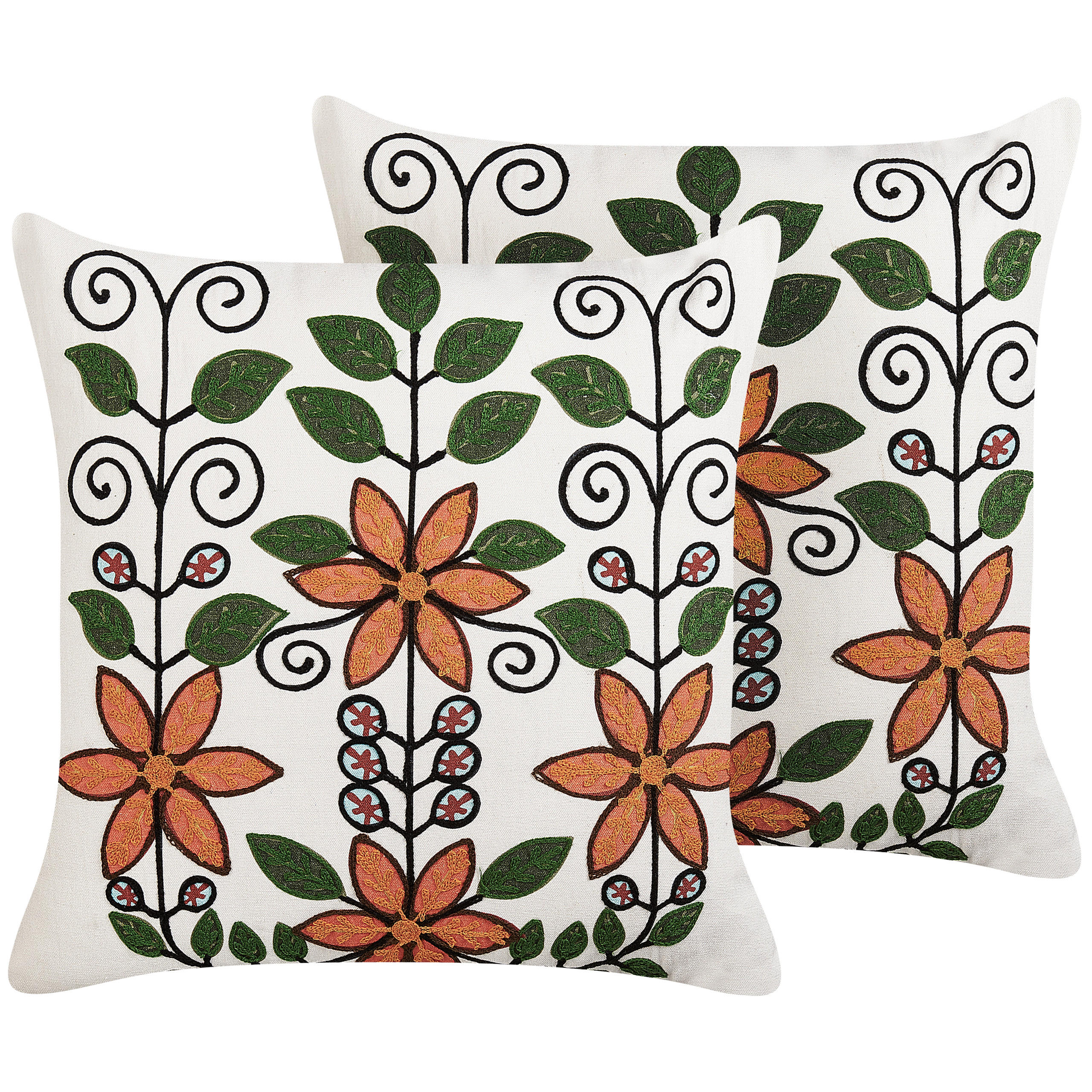 DEKOKISSEN 2er-Set Bunt 50/50 cm Vellore - Multicolor, Naturmaterialen/Textil (50/50cm) - Beliani