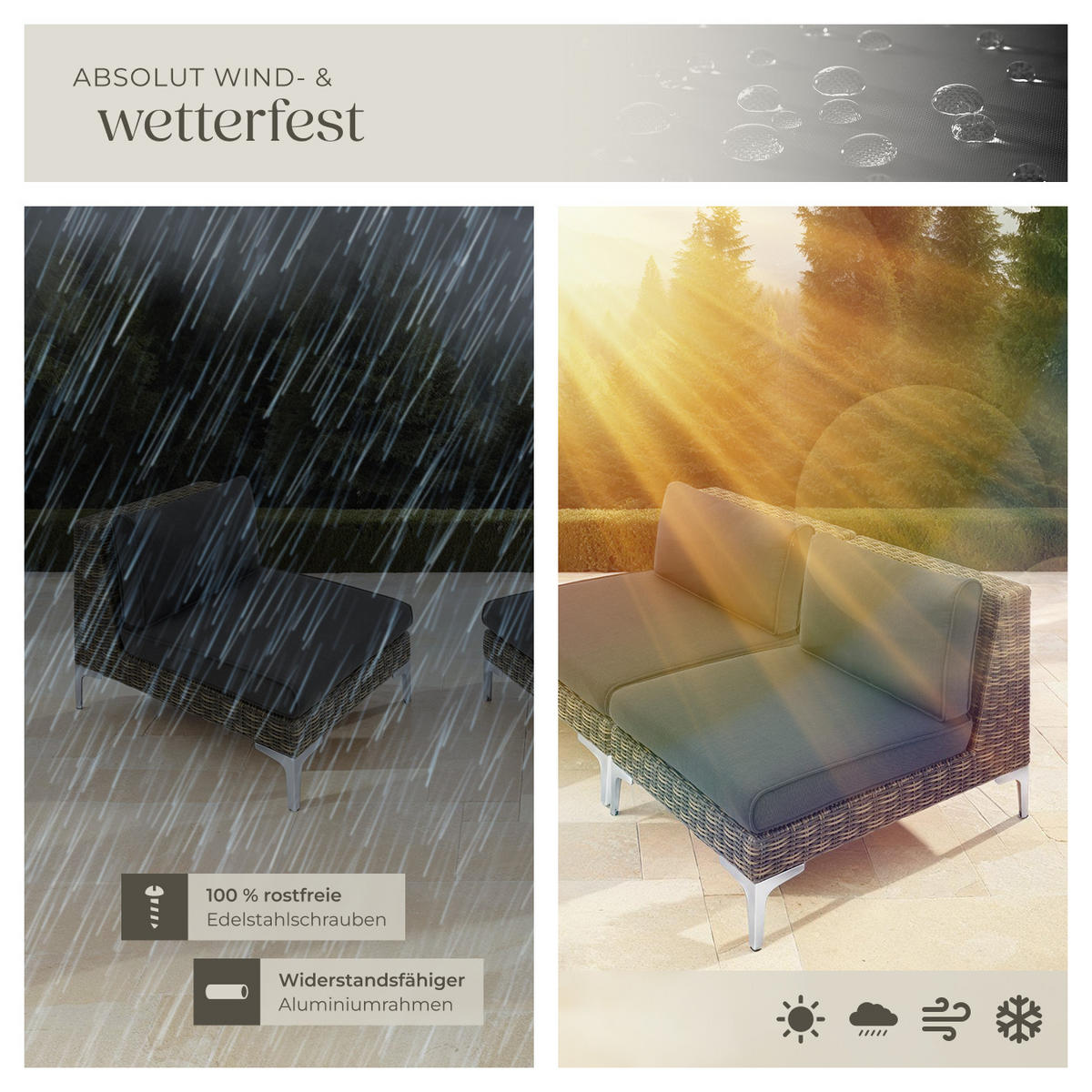 GARTEN-LOUNGE-SET Villanova,69 x 89 x 72 cm,anthrazit-meliert - Anthrazit, Kunststoff - tectake
