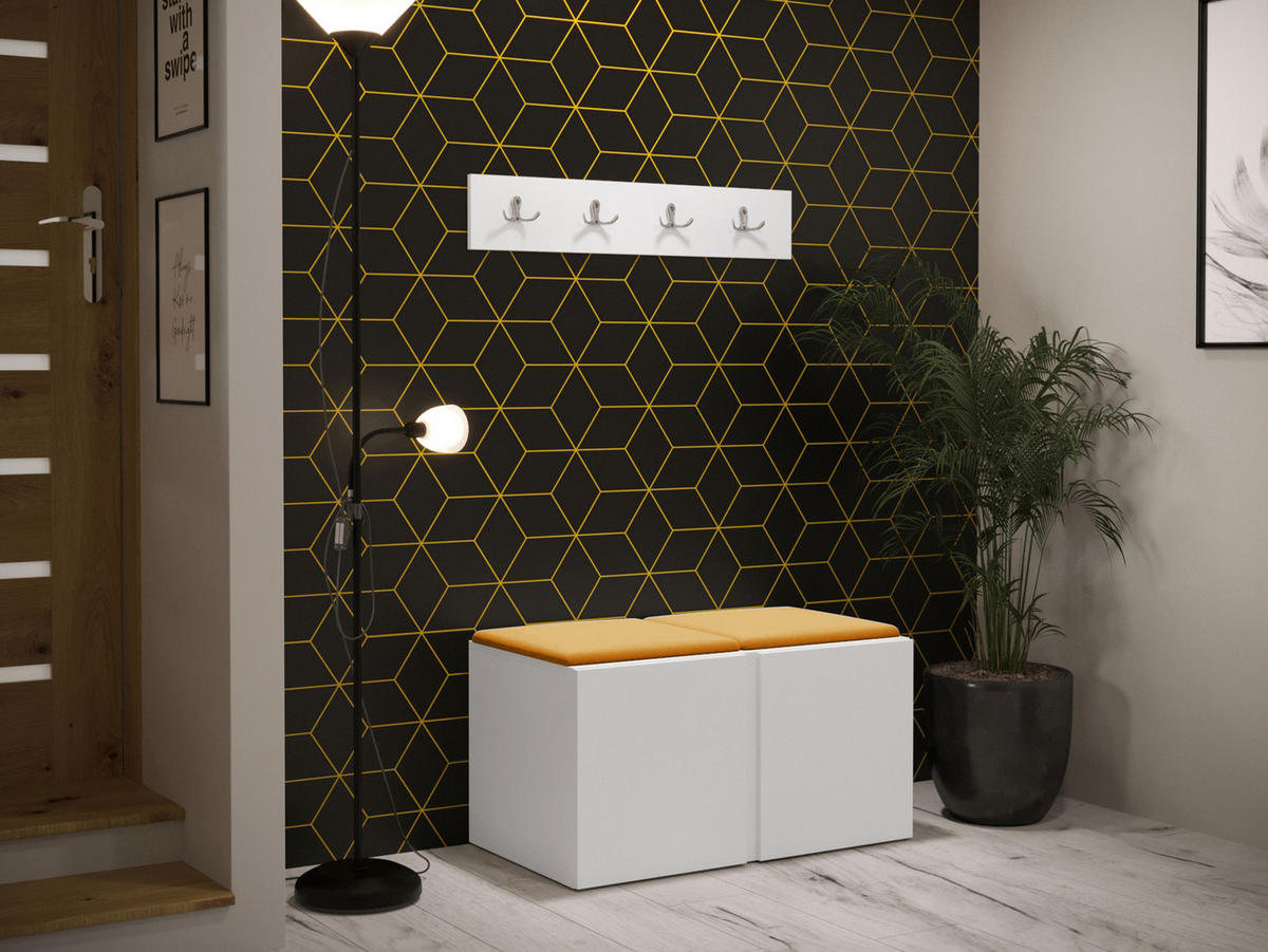 GARDEROBEN-SET Orion VI - Weiß/Orange, Holzwerkstoff/Kunststoff (84/42/46cm) - MIRJAN24