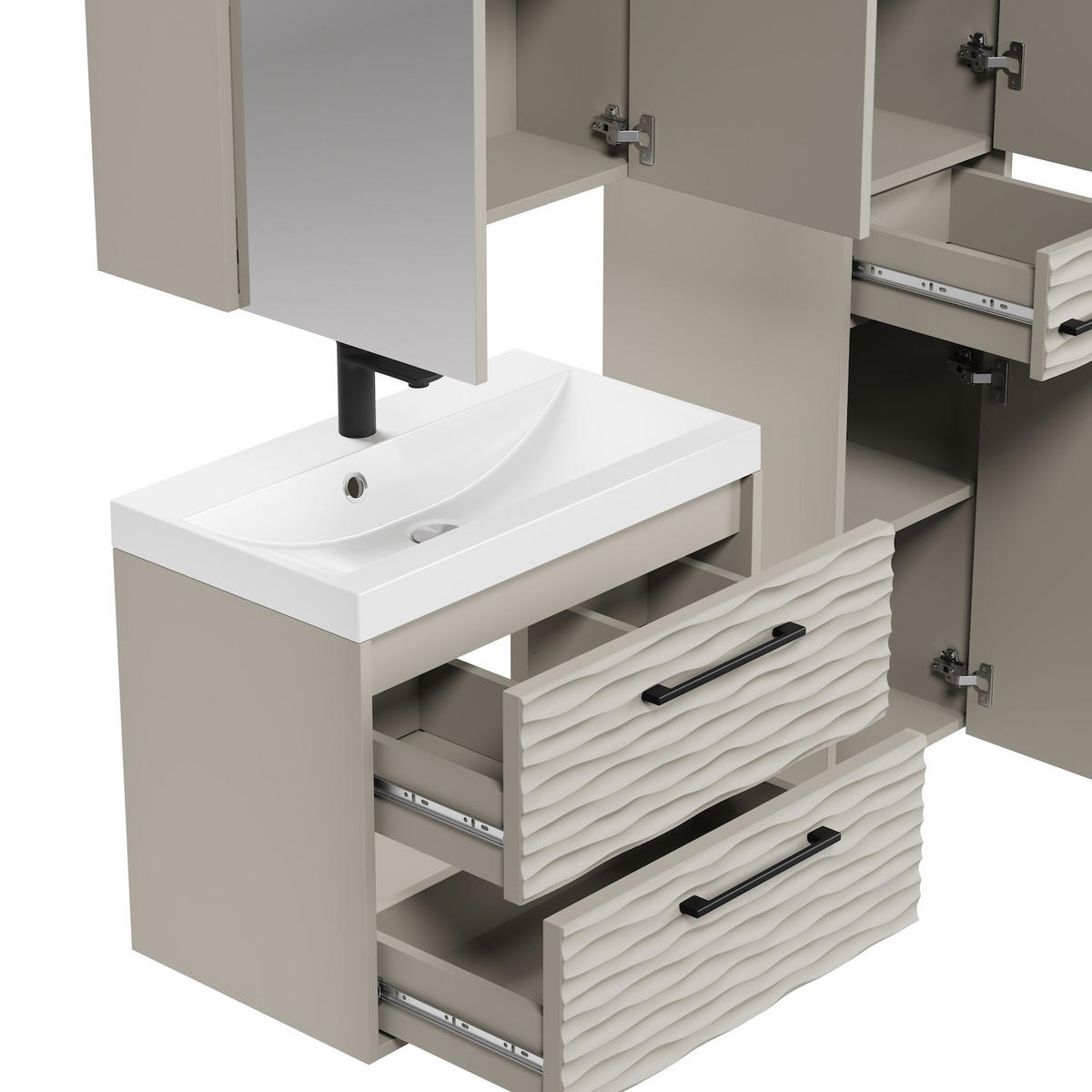 BADMÖBEL-SET Etna 4 Teile Cashmere - 60 x 35 x 51 cm - Kaschmir, Holz (60/51/35cm) - Badplaats