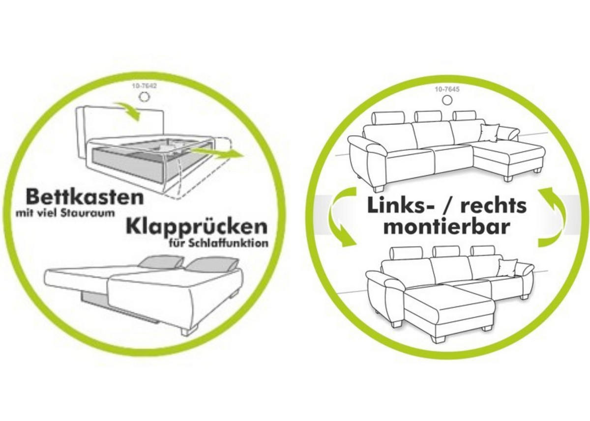 ECKSOFA mit Schlaffunktion und Bettkasten, seitenverkehrt montierbar B272/T200/H88 cm, Liegefläche 128x224 cm, Cord Grau Anthrazit / 15226 - Chromfarben/Schieferfarben, Kunststoff/Textil (272/200cm) - luma-home