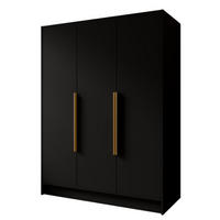 SCHRANK Schwarz ORTO Glatte Oberfläche Ohne Spiegel Mit Goldenen Griffen 150 g - Goldfarben/Schwarz, Holzwerkstoff (150/200/51cm) - Sepro Meble