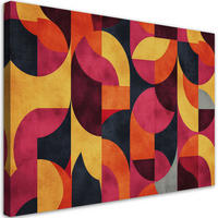 LEINWANDBILD Buntes Retro-Mosaik - Lila, Textil (90/60cm) - Feeby