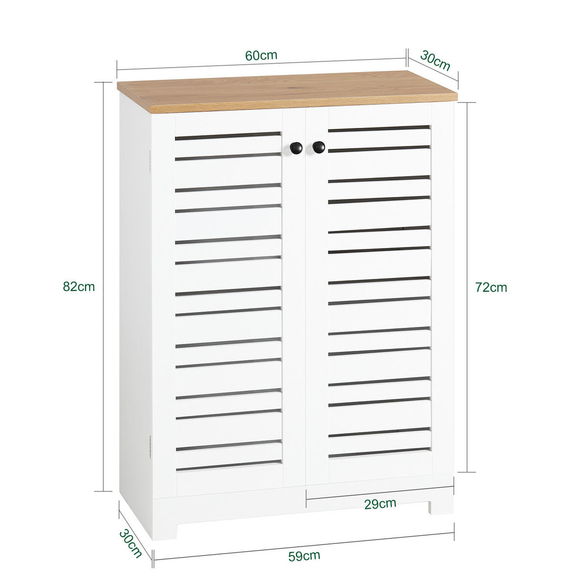 BADEZIMMERSCHRANK Weiß - Weiß, Holzwerkstoff (60/82/30cm) - SoBuy