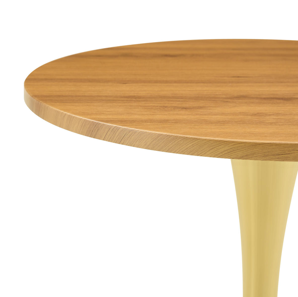 POMOĆNI stol 60/60/72 cm zlatni i u boji drveta od MDF-a i metala s okruglom pločom - crna, drvni materijal (60/60/72cm) - OKWISH