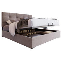 POLSTERBETT 140/200 cm Hellgrau mit hydraulischem Stauraum und verstellbarem Kopfteil aus Samt - Hellgrau, Textil (140/200cm) - OKWISH