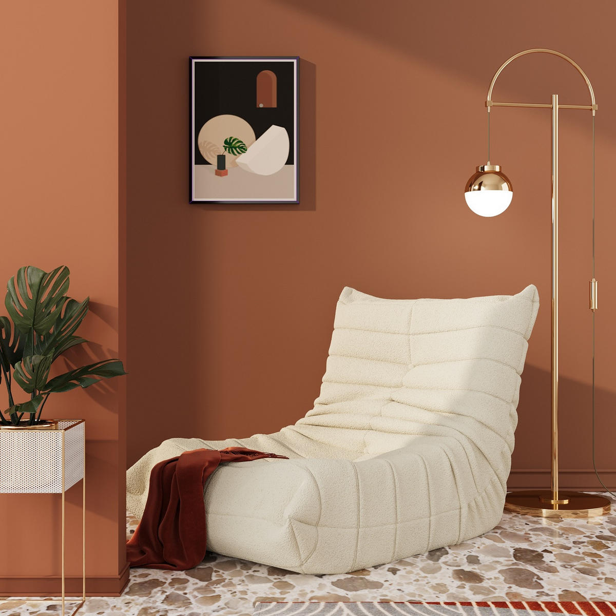 LIEGESESSEL 85/110/79 cm Beige Ergonomische Unterstützung für Schlafzimmer Wohnzimmer - Beige, Textil (110/79/85cm) - OKWISH