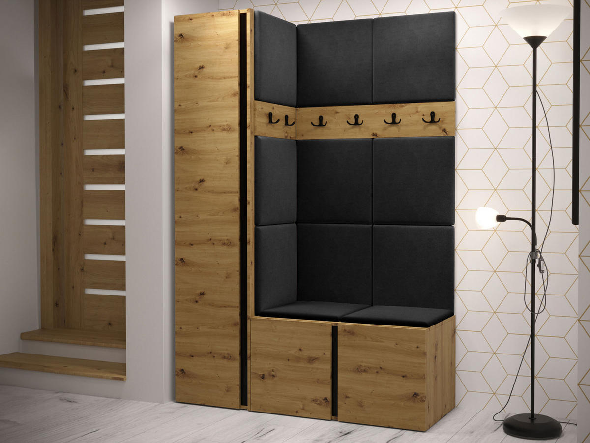 GARDEROBEN-SET Orion IX - Anthrazit/Eiche Artisan, Holzwerkstoff/Kunststoff (124/186/46cm) - MIRJAN24