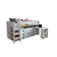 HOCHBETT Toledo weiß / weiß Hochglanz - Griffe türkis 204 / 106 / 125cm - Türkis/Weiß, Holz/Holzwerkstoff (90/200cm) - Feldmann-Wohnen