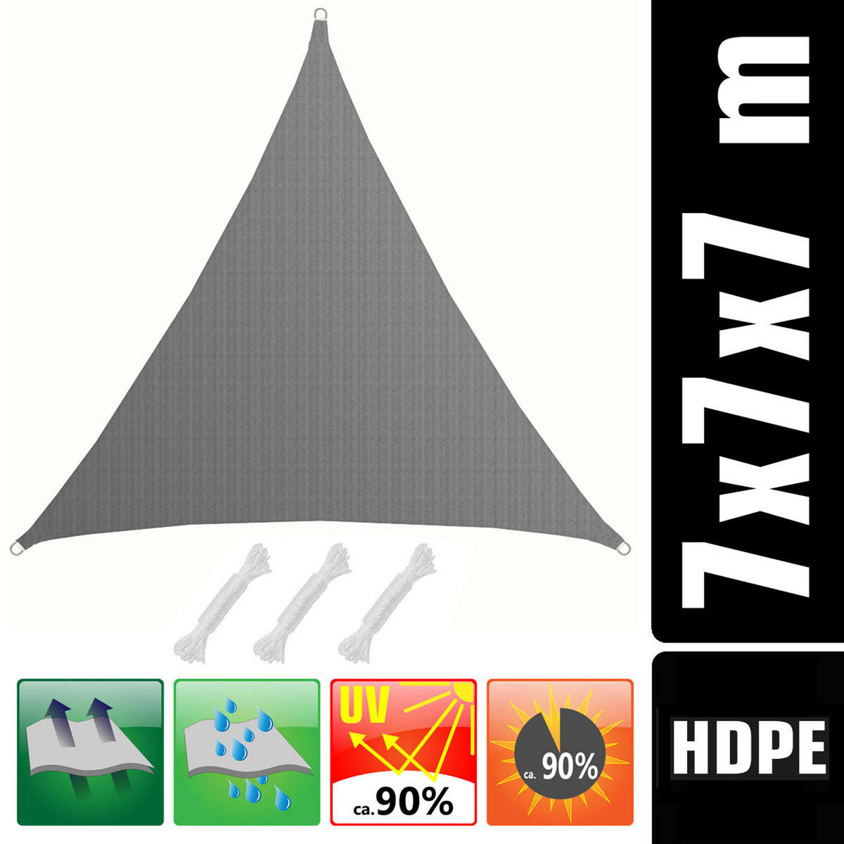SONNENSEGEL Luftdurchlässig 700 cm Grau - Grau, Kunststoff (700/700cm) - Amanka