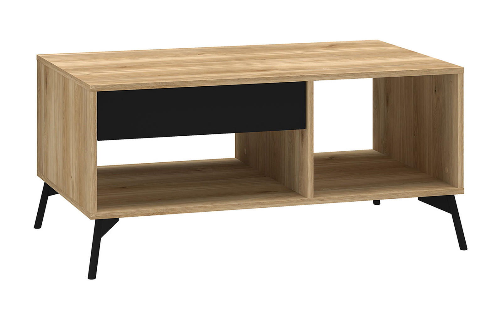 COUCHTISCH Agis Eiche castello / schwarz 100 / 60 / 48cm - Schwarz/Braun, Holzwerkstoff (60/100/48cm) - Feldmann-Wohnen