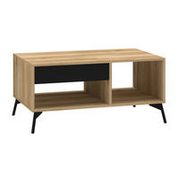 COUCHTISCH Agis Eiche castello / schwarz 100 / 60 / 48cm - Schwarz/Braun, Holzwerkstoff (60/100/48cm) - Feldmann-Wohnen