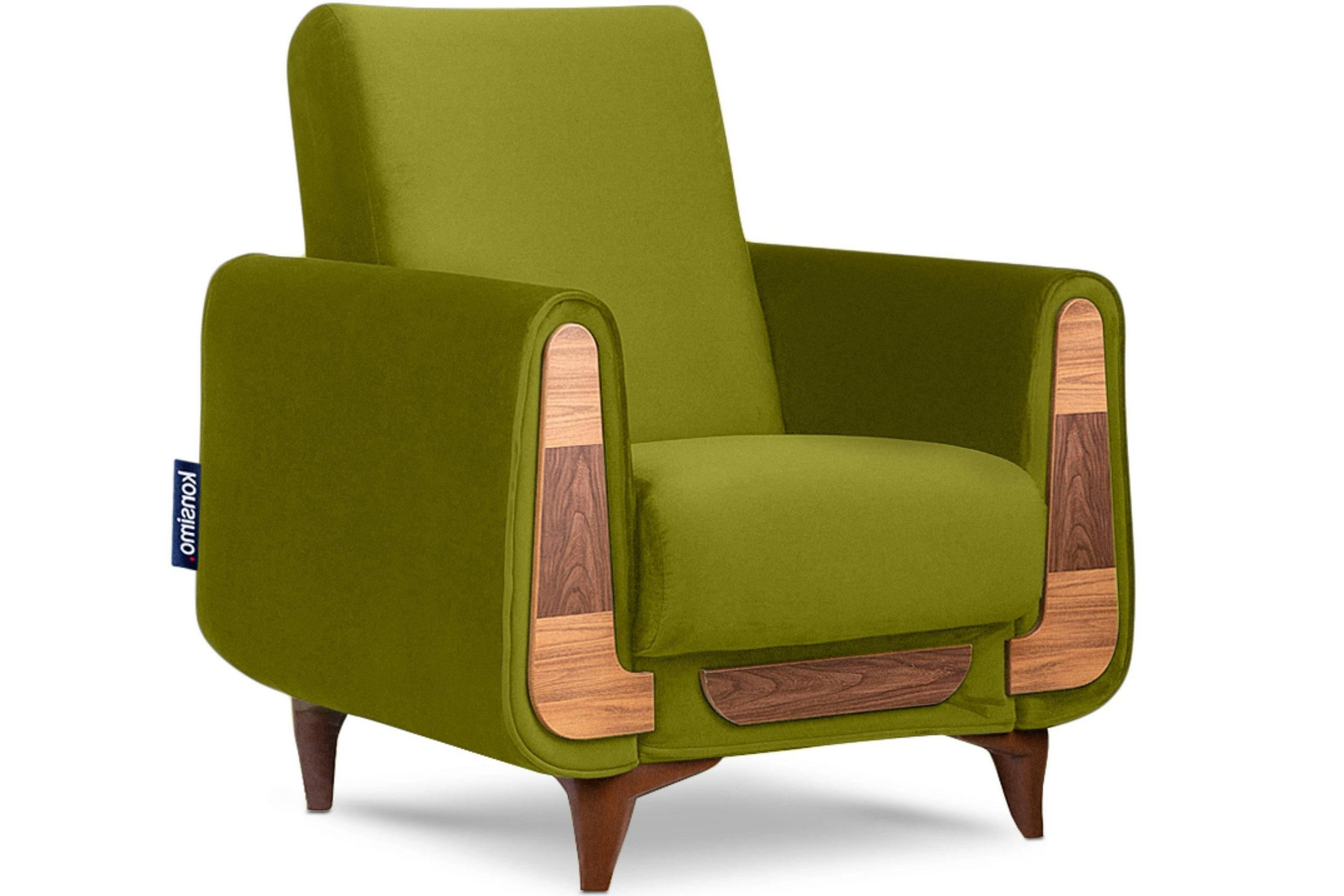 SESSEL GUSTAVO mit Armlehnen, grün - Braun/Grün, Holz/Holzwerkstoff (83/95/92cm) - KONSIMO®