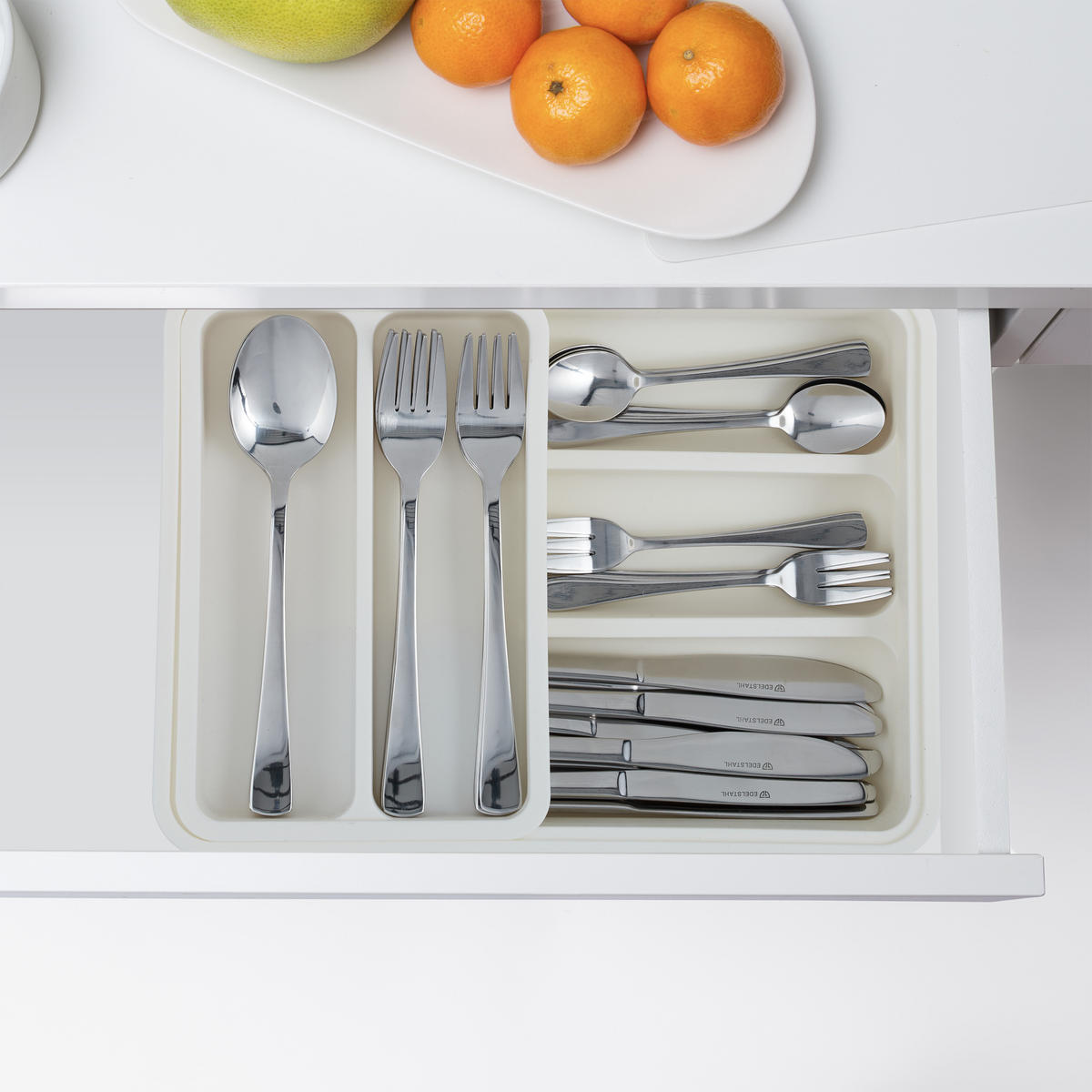 BESTECKKASTEN - Weiß, Kunststoff (23.5/6/31.5cm) - Relaxdays