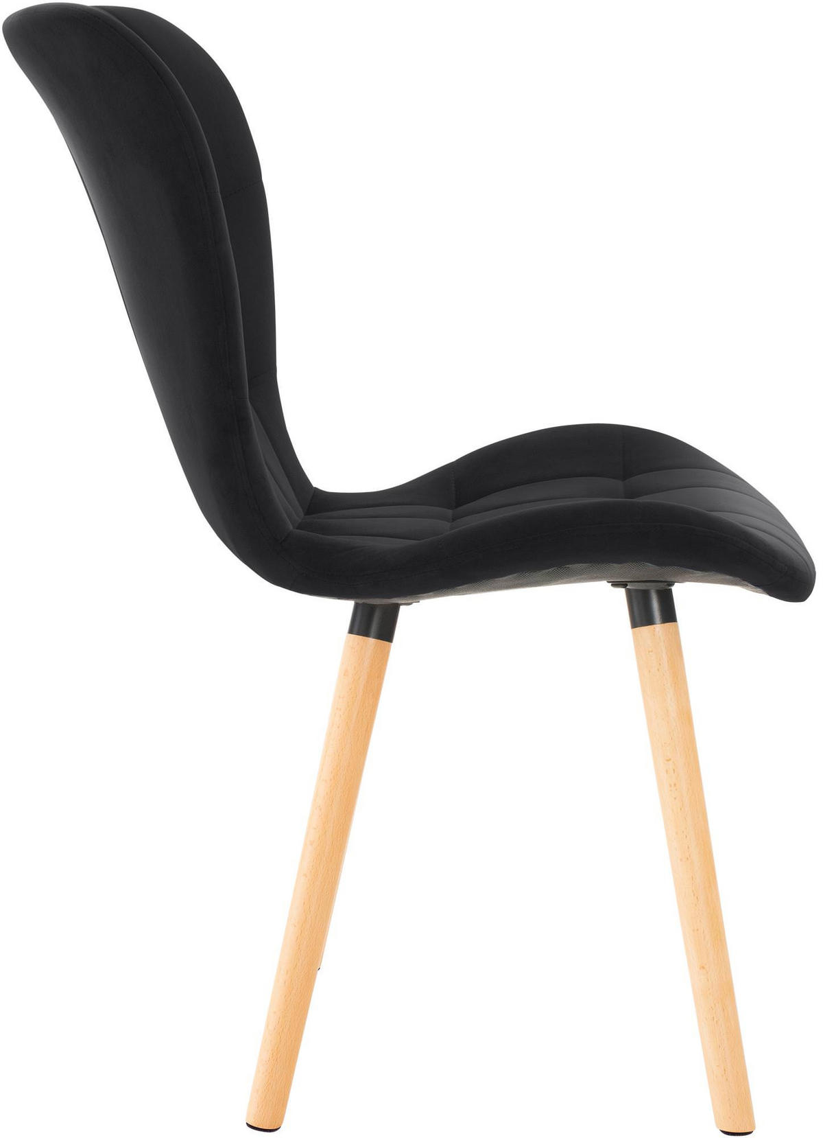 STUHL 2er Set Samt schwarz - Eukalyptusholzfarben/Schwarz, Holz/Textil (50/88/63cm) - CLP