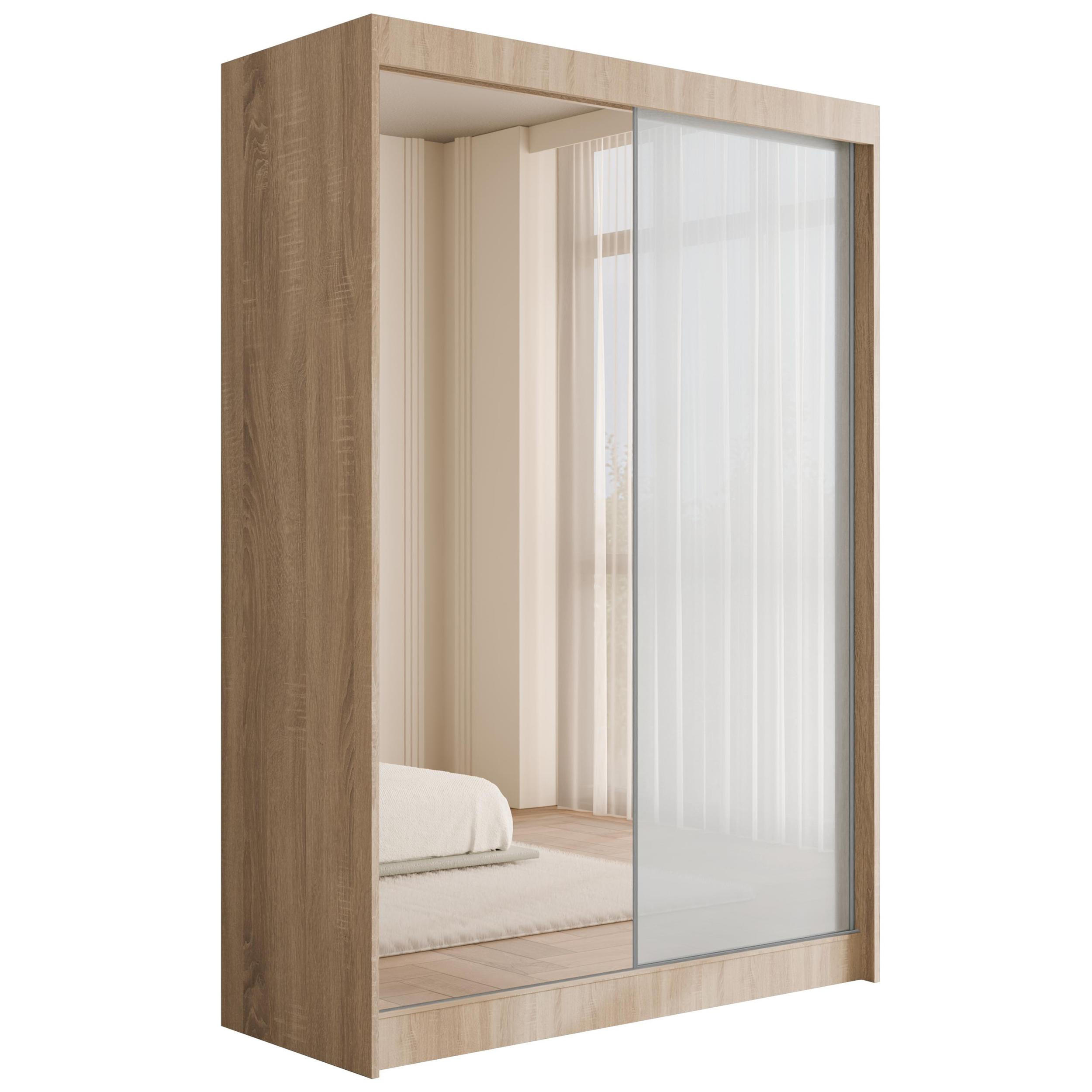 KLEIDERSCHRANK VESLI - 120 cm - Sonoma Eiche|Weiß - Weiß/Sonoma Eiche, Holzwerkstoff (120/215/61cm) - ALTDECOR