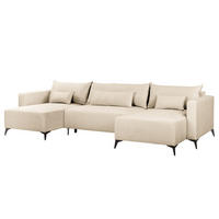 WOHNLANDSCHAFT - Beige/Schwarz, Textil (382/81/148cm) - home24