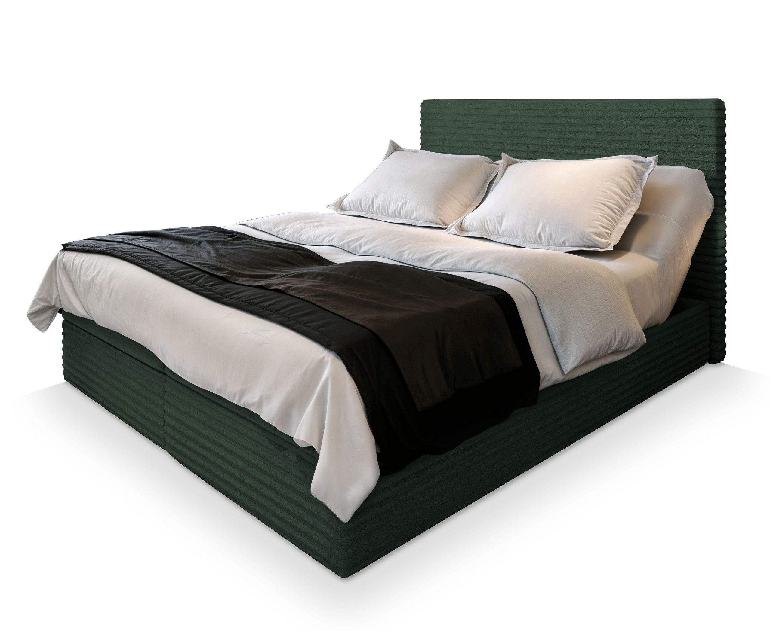 POSTEL BOXSPRING MILARA 160x200 cm, s matrací a úložným prostorem, tmavě zelená - tmavě zelená, kompozitní dřevo/textil (160/200cm) - MASSENO