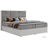 KONTINENTÁLNÍ POSTEL DELVIT 200/200 - Světle šedá Samet - Topper Visco - H4 - černá/světle šedá, textil/plast (200/200cm) - MKS