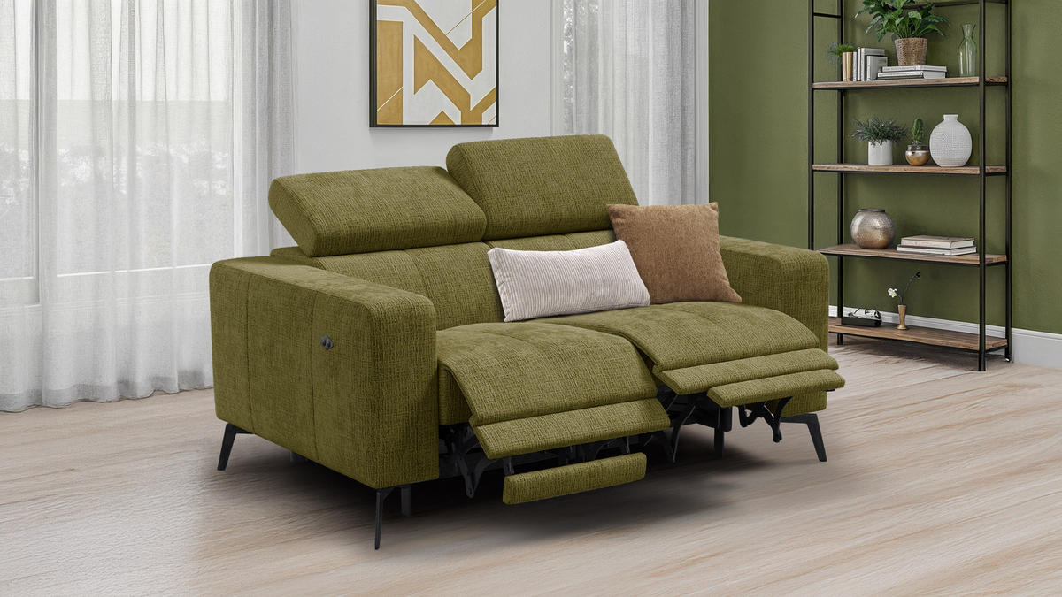 RELAXSOFA MORELLO 2-Sitzer, olive, 2 x Relax Zero Gravity - Olivgrün, Holz/Textil (164/82/103cm) - Courtois Laville