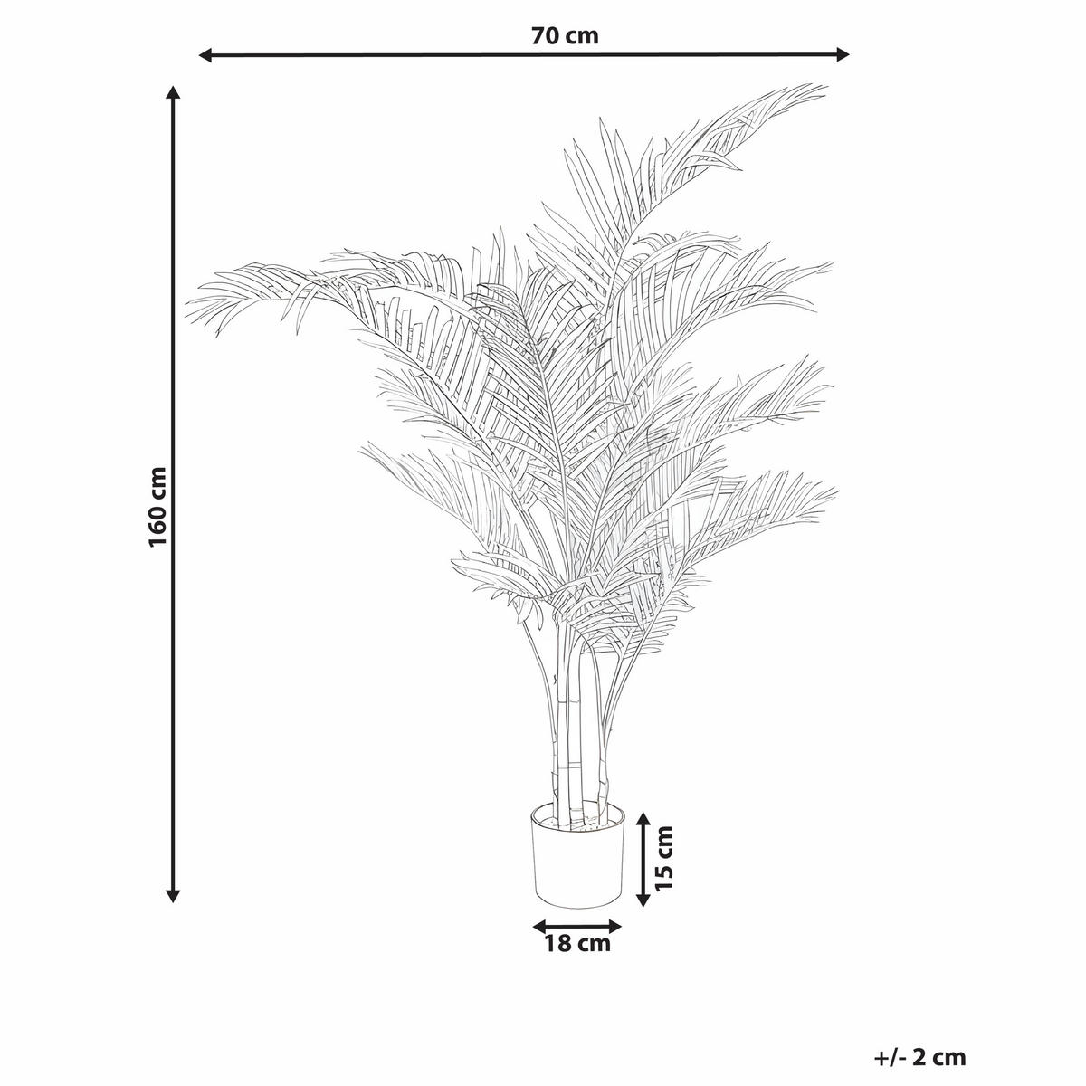 KUNSTPFLANZE im Blumentopf 160 cm Gold Areca Palm - Goldfarben, Kunststoff (160cm) - Beliani