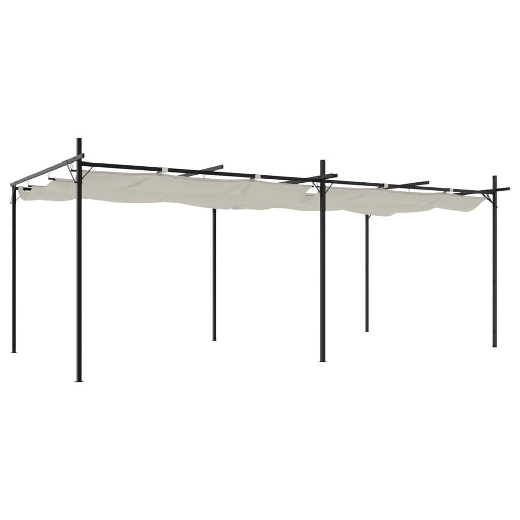 TERRASSENÜBERDACHUNG mit Schiebedach OLIMP | Creme 589x292x230cm | Pergola Garten Pavillon - Creme, Metall (589/230/292cm) - DELUKE