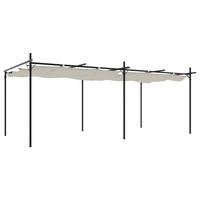 TERRASSENÜBERDACHUNG mit Schiebedach OLIMP | Creme 589x292x230cm | Pergola Garten Pavillon - Creme, Metall (589/230/292cm) - DELUKE