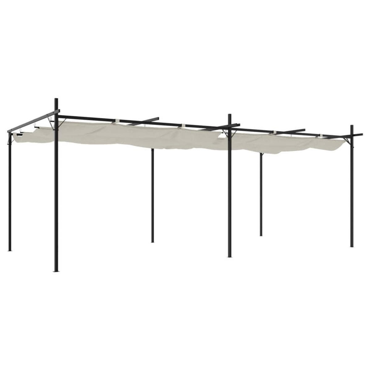 TERRASSENÜBERDACHUNG mit Schiebedach OLIMP | Creme 589x292x230cm | Pergola Garten Pavillon - Creme, Metall (589/230/292cm) - DELUKE