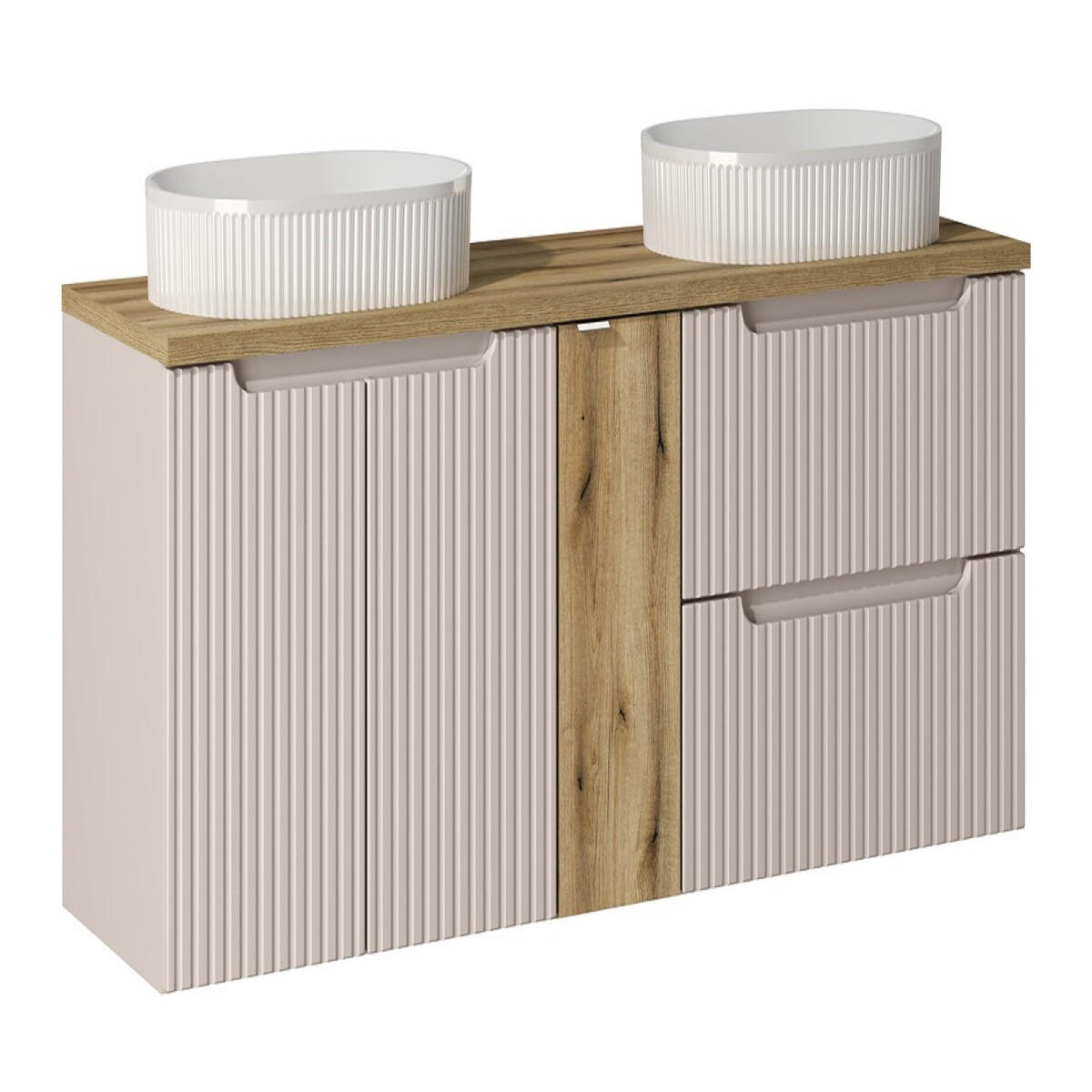 BADMÖBEL-SET 6Teile Nova Cashmere N BM147 in Kaschmir Matt/ Evoke Eiche - Kaschmir, Holz (140/57/40cm)