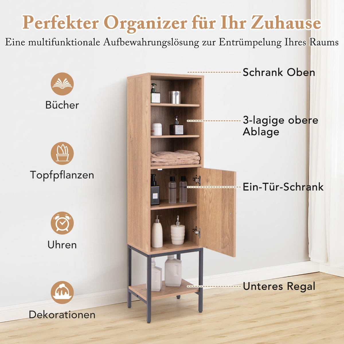 STANDREGAL Braun - Braun, Holz (30/145/38cm) - COSTWAY