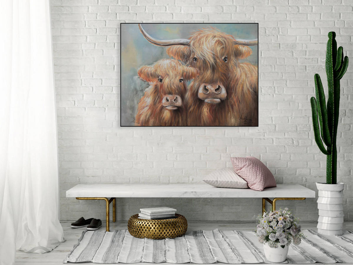 RUČNE MAĽOVANÝ AKRYLOVÝ OBRAZ 100/75 cm, hnedý, abstraktný dekoratívny motív - hnedá, drevo/textil (100/75cm) - KUNSTLOFT