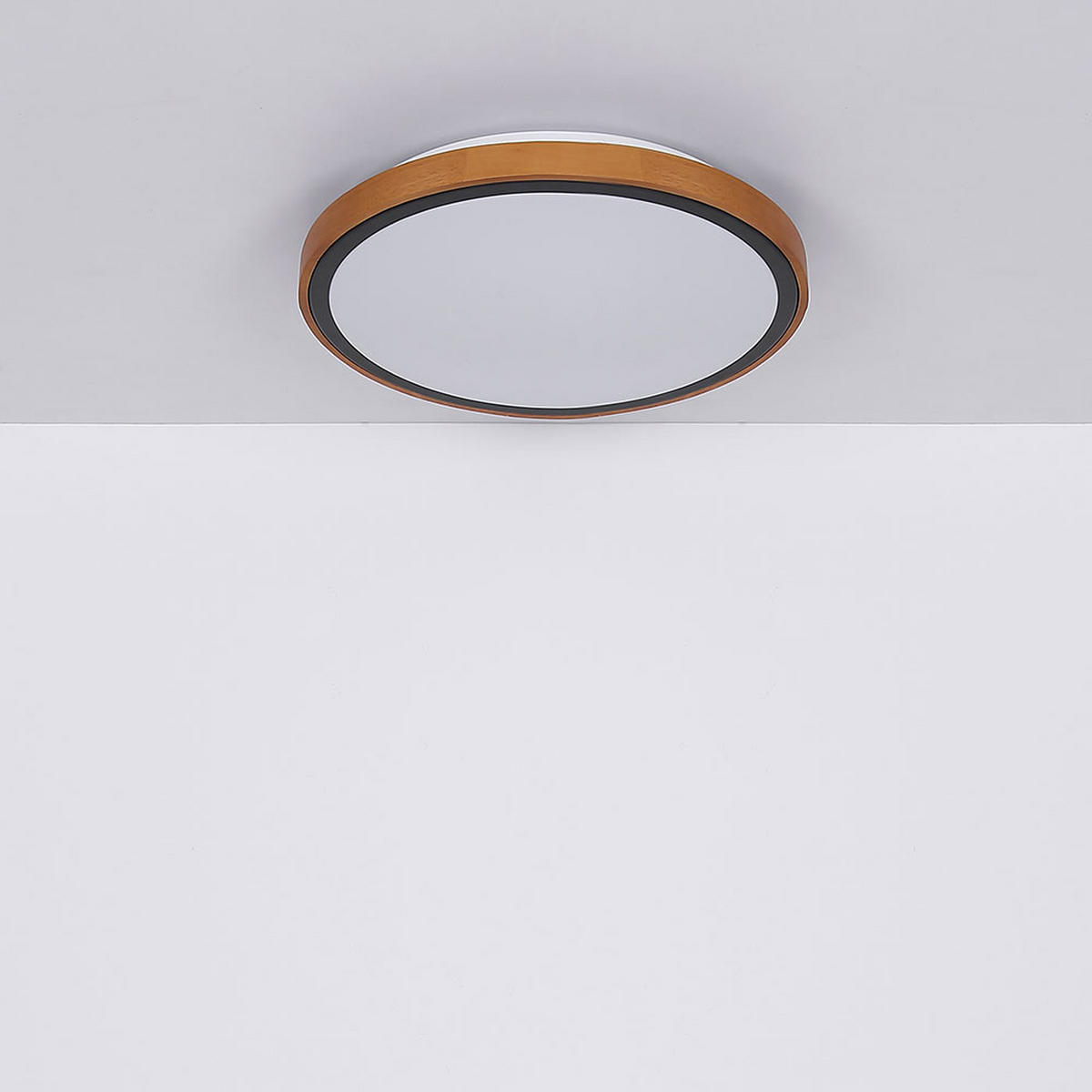 LED DECKENLEUCHTE Metall Braun Holzoptik - Braun, Holz (30.7/30.7/9cm) - Globo Lighting